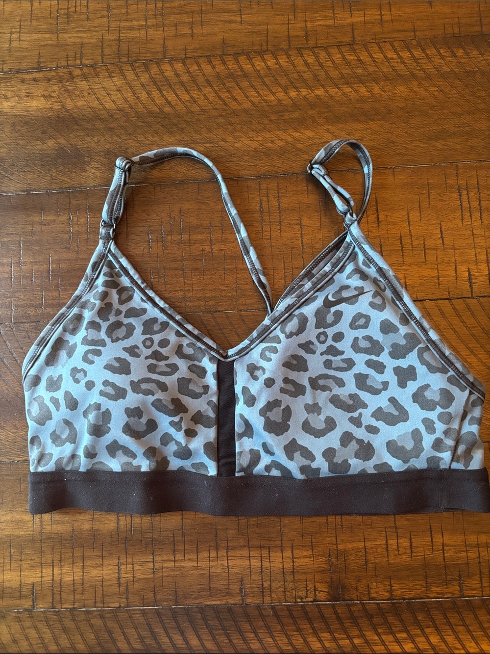 Nike Leopard Print Bralette in Light Bluish Gray and Dark Gray